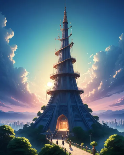 anime artwork <lora:FF.113wowXL_v10.LyCORIS:1.9>, octane render, Fashion shot of a Refreshing "The Tower of Prudence", Panorama, Serial Art, Warm lighting, Monochromatic Pearlescent filter, [ (stylized by Goro Fujita:1.1) | (Mike Campau:1.0) ], creative art . anime style, key visual, vibrant, studio anime,  highly detailed