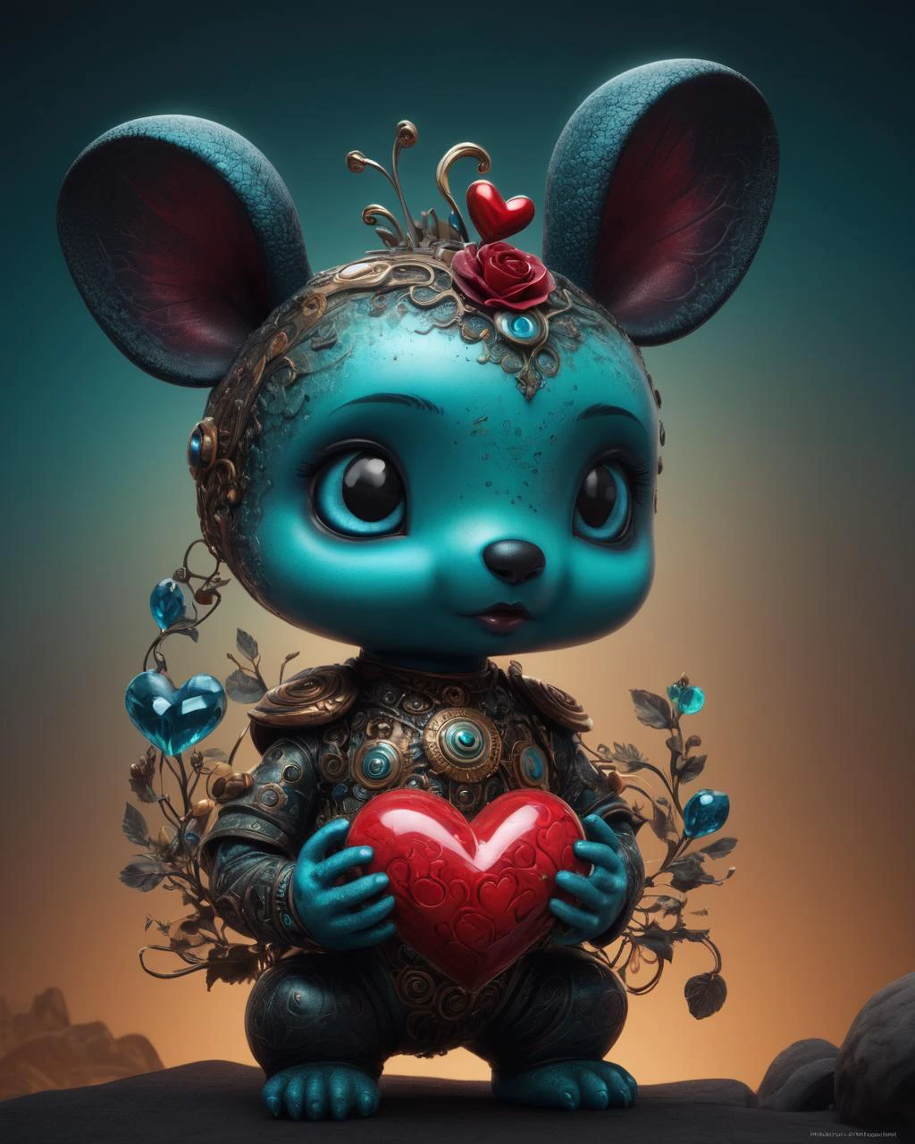 comic <lora:FF.114starlightXLAnimated_v3.LyCORIS:1> a very cute little voodoo-doll holding a heart, by Tadeusz Brzozowski, zbrush central contest winner, pop surrealism, brown and cyan color scheme, intricate image, voodooâ, stitches, wide eyed, profile pic, benjamin lacombe, iphone background, very cute and childlike, caretaker, remove, 50, very very intricate, mike, by Brian M. Viveros, by Pixar Concept Artists, by Ed Roth, by Jeff Koons, by Brandon Woelfel, by Ryohei Hase, by Shawn Coss, by Banksy, by Anna Füssli, generative art, body with black and red lava, 3d fractal, beautiful bone structure, made entirely from gradients, intricate skin pattern texture, cervix awakening, jen bartel, digitalt art, amazing depth, biomorphic, a photorealistic painting, inspired by GrytÄ PintukaitÄ, instagram, photorealism, with vestiges of rusty machinery, watercolor inpaint, ð¤ using a ð¥, airbrush on canvas , rugged, complex composition!!, museum piece, colourised, metal art, desaturated!! super, max dennison nightsky, stars, stunning, something that even doesn't exist, mythical being, energy, molecular, textures, iridescent and luminescent scales, breathtaking beauty, pure perfection, divine presence, unforgettable, impressive, breathtaking beauty, Volumetric light, auras, rays, vivid colors reflects ,3d style\n . graphic illustration, comic art, graphic novel art, vibrant, highly detailed