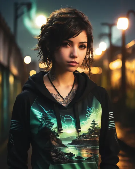 Techwear fashion <lora:FF.106.protovisionXLHighFidelity3D_release0630Bakedvae.LyCORIS:1.9>, Tattoo ink of a landscape of a ([Washington D.C.|Jersey]:1.2) , roots, Foggy conditions, art by Alice Pasquini, Lens Flare . Futuristic, cyberpunk, urban, tactical, sleek, dark, highly detailed