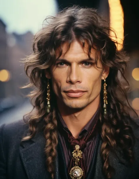 cinematic film still <lora:FF.104.nightvisionXLPhotorealisticPortrait_release0770Bakedvae.LyCORIS:1.8> art by Dante Gabriel Rossetti, Norman Parkinson,close up of a Pretty short Atomic Age ([Sean Bean|Steven Tyler] :1.3) , Trendy hair styled as Dutch braid, from inside of a Cityscape, dungeon, Spring, Panorama, Wonder, Princesscore, key light, bokeh, Fujicolor Fujichrome Velvia 100, 80mm . shallow depth of field, vignette, highly detailed, high budget, bokeh, cinemascope, moody, epic, gorgeous, film grain, grainy