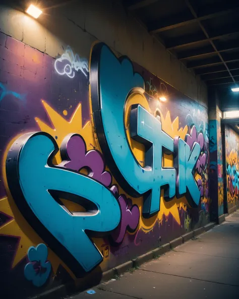 Graffiti style epic photograph, film grain, Kodak UltraMax 400, Orton effect, Moonlit, Kodak portr400, 80mm, Slow Shutter Speed, Starlight, Striking Hospital, moody lighting, Polaroid, Lens Flare, Sony A7, <lora:FF.114starlightXLAnimated_v3.LyCORIS:1.95> . Street art, vibrant, urban, detailed, tag, mural