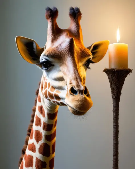 Paper mache representation of stylized by Paul Henry, landscape impressionism art, Photograph, close-up shot of a Giraffe, Giant and Refined, Summer, Joyful, Weirdcore, Candle light, High Shutter Speed, Hasselblad, 35mm, Floral motives, <lora:FF.113wowXL_v10.LyCORIS:1.95> . 3D, sculptural, textured, handmade, vibrant, fun