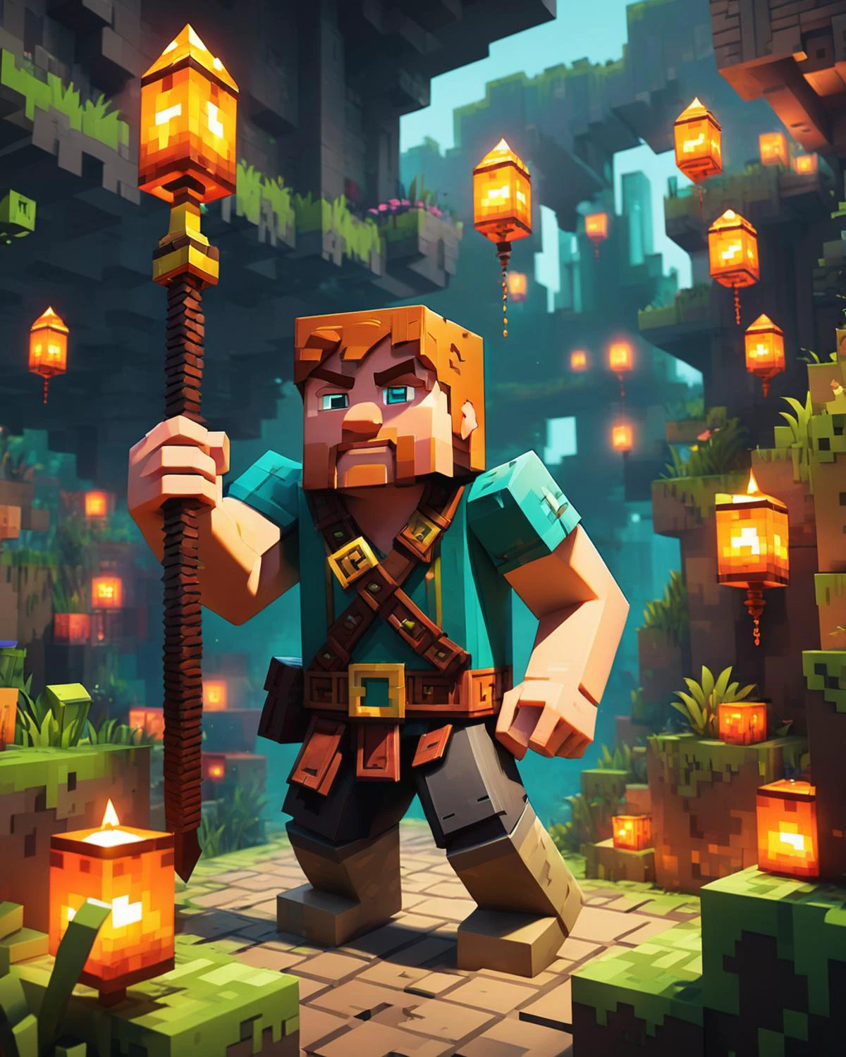 Minecraft style <lora:FF.106.protovisionXLHighFidelity3D_release0630Bakedvae.LyCORIS:1.9>, stylized by StanisÅaw Ignacy Witkiewicz, league of legends splash art of a Hungarian (Guy:1.1) Scribe, - Draugr, Honey hair, Tattoos, Foggy, Detailed illustration, Hopeless . Blocky, pixelated, vibrant colors, recognizable characters and objects, game assets