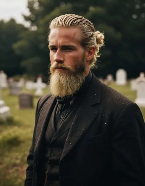 cinematic film still <lora:FF.104.nightvisionXLPhotorealisticPortrait_release0770Bakedvae.LyCORIS:1.8> Photograph, hefty Amish Male Grave robber, the Grave robber is Figurative Art, White hairstyle, Messy hair, Summer, Glitchcore, spotlit, still, Phase One XF IQ4 150MP, F/14, Hypersaturated, Rust flakes, gilded technique . shallow depth of field, vignette, highly detailed, high budget, bokeh, cinemascope, moody, epic, gorgeous, film grain, grainy