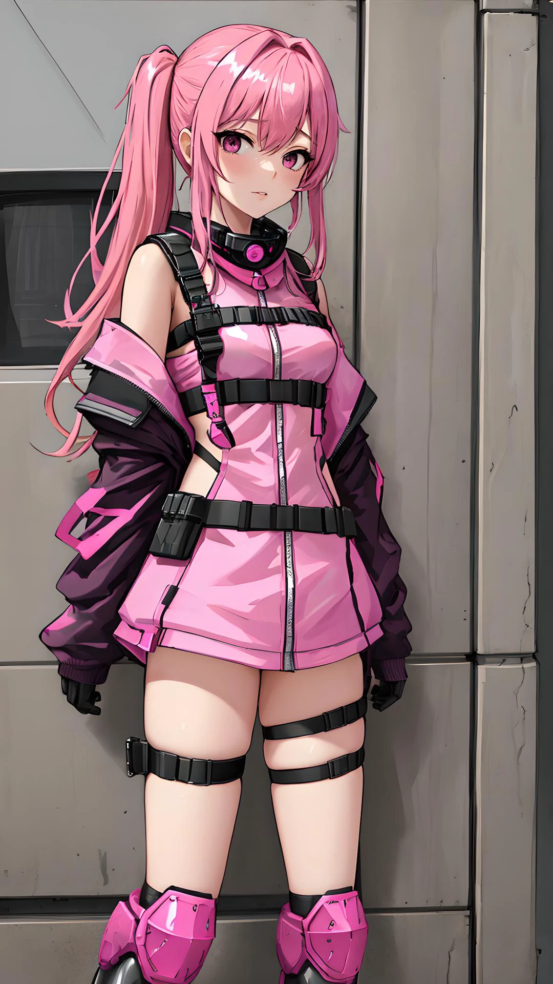 masterpiece, best quality, 1girl, pink_hair,badysuit< lora sd_niji:1>