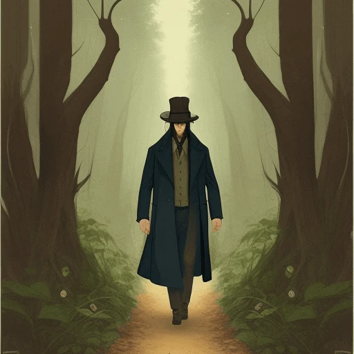 prompt: 
{
        "0": " A traveler dressed in a long coat and hat, walks through a dense forest, his face full of determination as he searches for a way out, Art Nouveau style",
        "45": " The traveler stumbles upon a small stream, its waters shimmering in the light filtering through the trees, Art Nouveau style",
        "90": " As the traveler continues his journey, the forest becomes denser and the trees taller, casting a mysterious and eerie light, Art Nouveau style",
        "135": " The traveler suddenly stops in his tracks, looking at a stunning, intricate web of glowing mushrooms, pulsating in the darkness, Art Nouveau style --neg empty",
        "180": " The traveler finds himself at the foot of a tall waterfall, its powerful rush of water echoing through the forest, Art Nouveau style",
        "225": " The traveler finally sees a way out of the forest, but it is guarded by a majestic and terrifying creature, Art Nouveau style --neg trapped",
        "270": " The traveler finds a safe haven in a beautiful glade, filled with exotic plants and butterflies, Art Nouveau style --neg danger",
        "315": " As the traveler rests by a tranquil pond, he realizes that the forest is alive with magical creatures, all around him, Art Nouveau style",
        "360": " The traveler comes upon a large, ancient tree with glowing eyes, and discovers the secrets of the forest, Art Nouveau style --neg ignorant  ",
        "405": " In the heart of the forest, the traveler meets a kind spirit who guides him through the last part of his journey, Art Nouveau style",
        "450": " The traveler finally emerges from the forest, a changed and enlightened person, ready to continue his journey with newfound wisdom, Art Nouveau style --neg lost",
        "495": " As the traveler leaves the forest behind, he turns back to look at its beauty one last time, Art Nouveau style"
}
motion:
"angle": 0:(0), 90:(-0.5), 135:(0), 180:(0), 225:(-0.5), 270:(0), 315:(0.5), 360:(0), 405:(0), 450:(0.5)
"zoom": 0:(1.00), 135:(1.02), 270:(1.00), 450:(1.01)
"translation_x": 0:(0), 45:(-2), 90:(-3), 135:(0), 180:(1), 225:(0), 270:(2), 315:(-3), 360:(0), 405:(2), 450:(0)
"translation_y": 0:(0), 135:(-1), 270:(0), 405:(1)
"transform_center_x": 0:(0.5), 135:(0.2), 270:(0.5), 405:(0.8)
"transform_center_y": 0:(0.5), 135:(0.8), 270:(0.5), 405:(0.2)