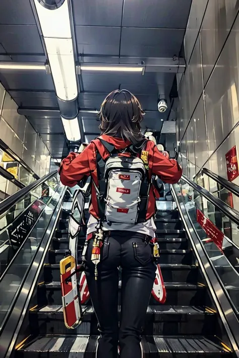 Highly detailed, High Quality, masterpiece, perfect ligthing, <lora:amber1:0.9> amberpizza, <lora:2023-05-13_153905:0.7> Escalatorview, under but,ass focus