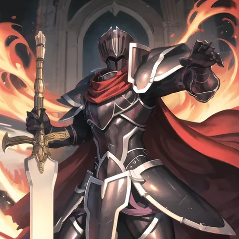 <lora:BlackKnight:.9>, BlackKnight_fe, Armor, Cape, Helmet, sword, weapon