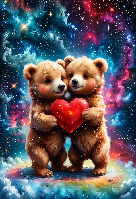 Showcase the creative potential of the magic in the digital age.
Generate a pair of cute baby __animals__s. Pastel __colors__ and __colors__ composition.
Space stars and galaxies in the background.
ral-dissolve, arnebuahel. rainbow hearts flying around.