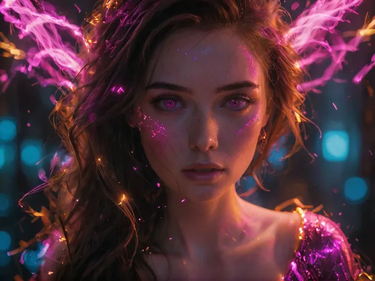 glowneon, glowing Disney Princess emitting sparks and electricity, dark orange and pink, glowing eyes, cinematic film still <lora:glowneon_xl_v1:1> <lora:add-detail-xl:0.8> <lora:amazing_portraits_xl_v1b:0.8>