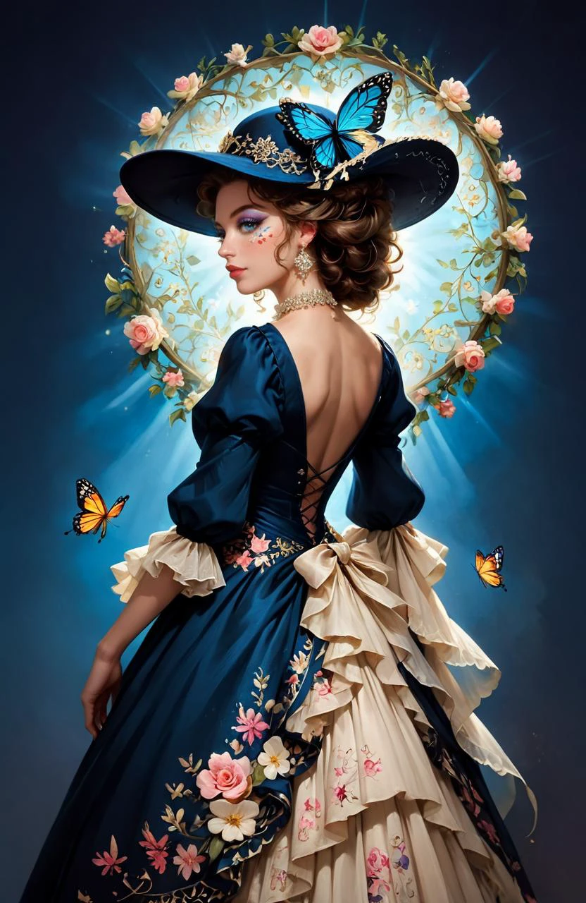score_9,score_8_up,score_7_up, A stunning and exceptional work of art by Agnes Boulloche, featuring a marvelous butterfly emerging from a rosebud. The painting captures the delicate balance of nature with realistic and vibrant colors. The rosebud is beautifully rendered, showcasing the intricate details and textures of the petals. The butterfly appears to be in the process of breaking free from the bud, symbolizing transformation and new beginnings. The overall ambiance of this captivating painting is full of life, color, and a sense of wonder.
detailxl_xl, ImgFixerPre0.3_xl, <lora:aesthetic_anime_v1s:0.4>, <lora:Sinozick_Style_XL_Pony:0.4> sinozick style, flat color, dark theme, <lora:stvmccrr:0.4> Photography, stvmccrr style, stvmccrr, <lora:EGirlMakeup_XL:0.4> EGirlMakeup, <lora:43stl1ght1ngXLP2:0.8> 43stl1ght1ng, low light, dramatic lighting, spotlight, <lora:Vivid Midjourney mimic - XL SDXL v2.0:0.8>, <lora:wrenchrococodomepdxl:0.8> wrenchrococodome, gown, layered clothing, hat, hat ribbon, hat flower, prompt the dress details like patterns, colors, prints etc red dress | white dress | black dress | floral print | backless dress | golden embroidery | puffy sleeves