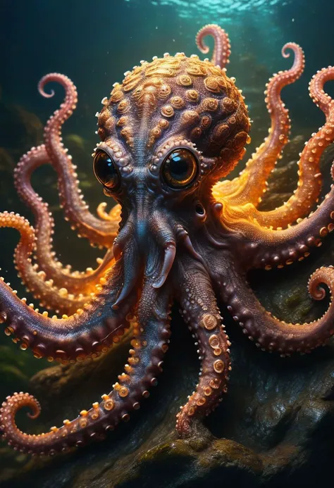 crested octopus axanthic morph, full body, perfect eyes, extremely detailed, highest quality, hyper realistic style art, award winning masterpiece artstation (detailed dirty skin:1.3) shiny, (epic battleground backgroun :1.2), . analog, haze, ( lens blur :1.3) , hard light, sharp focus on eyes, low saturation, high contrast, defiant and seductive, colorful polychromatic, ultra detailed, ultra quality, Cinematic Lighting, intricate, smooth, sharp focus photography, Asymmetrical Balance, hyperdetailed , dynamic lighting, complex, head and full body, 8k resolution