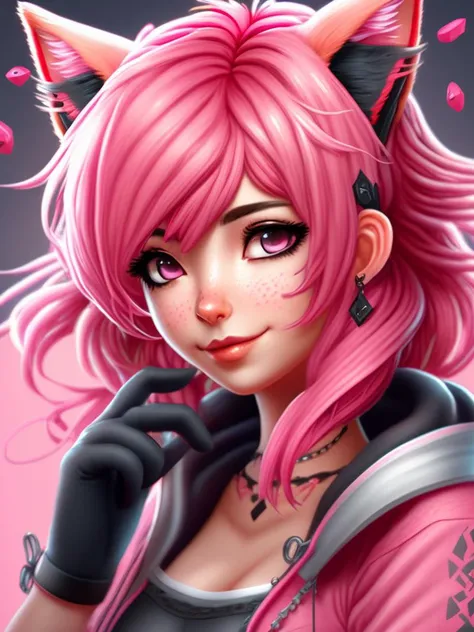 masterpiece, best quality, (1girl), beautiful detailed eyes, looking at viewer, upper body, pink hair, shy, cat ears, very detailed, high resolution, sharp, sharp image, 4k, 8k,