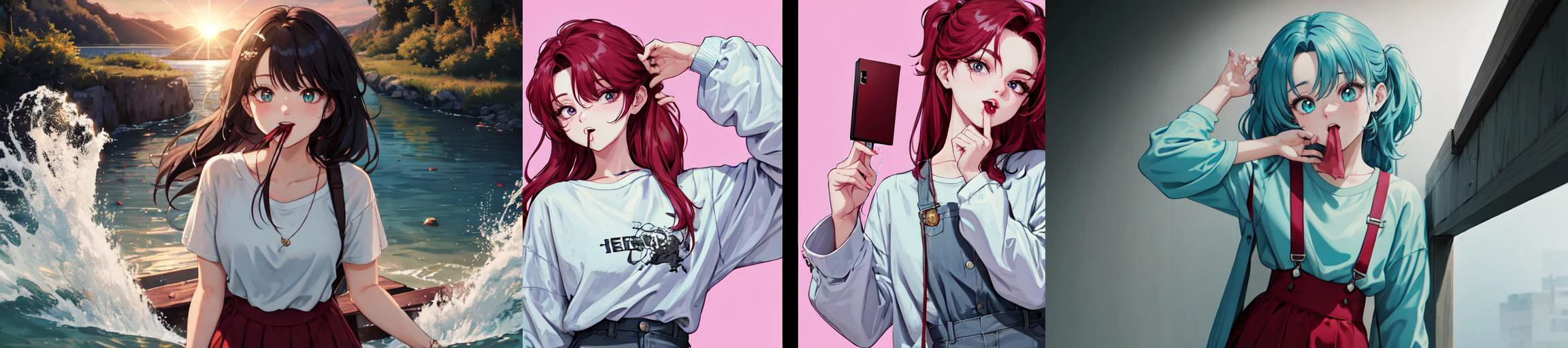 highly insanely detailed, masterpiece, top quality, best quality, highres, 4k, 8k, RAW photo, (very aesthetic, beautiful and aesthetic),
__lazy-wildcards/subject/action-nsfw-others/lift_by_self_with_mouth/prompts__,
<lora:shirtlifthent:0>,
(1girl:1.3), 1other,
__lazy-wildcards/dataset/background__,âââ