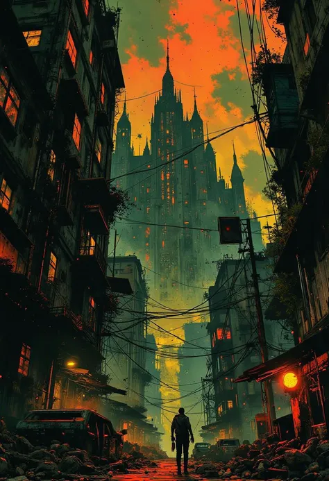 high quality, 8K Ultra HD, This artwork envisions a metropolis where elements of Royo's dark fantasy and Beksiński's nightmarish surrealism converge, Escher's influence is subtly incorporated, transforming the city into an intricate, mind-bending spectacle, Stark contrasts between light and dark enhance the dreamlike quality of the scene, creating an unsettling yet captivating urban dreamscape, photorealistic, ultra realistic, by VelvetS, awesome full color,
