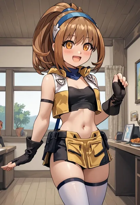<lora:UtaeAyato-01:0.7 >,utae, 1girl, solo, long hair, looking at viewer, blush, open mouth, large breasts, brown hair, bare shoulders, swimsuit, yellow eyes, ass, thighs, cowboy shot, detached sleeves, elbow gloves, looking back, indoors, from behind, mole, mole under eye, cameltoe, back, sports bra, ass focus, yellow bikini, locker, locker room
