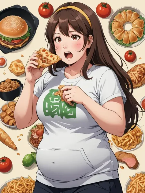 obesity、Gluttony、overeating,abdominal distension,Clap、woman、Obesity body type、BBW,ssbbw,Stomach bread bread、Plump、Clap、Big belly、Metabolic syndrome 、Distended woman's stomach is about to burst