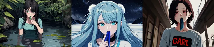 highly insanely detailed, masterpiece, top quality, best quality, highres, 4k, 8k, RAW photo, (very aesthetic, beautiful and aesthetic),
__lazy-wildcards/subject/action-nsfw-others/lift_by_self_with_mouth/prompts__,
<lora:mouth_hold:0.8>,
(1girl:1.3), 1other,
__lazy-wildcards/dataset/background__,âââ
