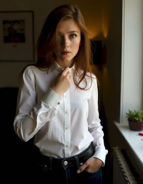 a beautiful woman wearing a dress shirt<lora:neeeg_f1:-1> <lora:anna_friel_dev_f1:1>