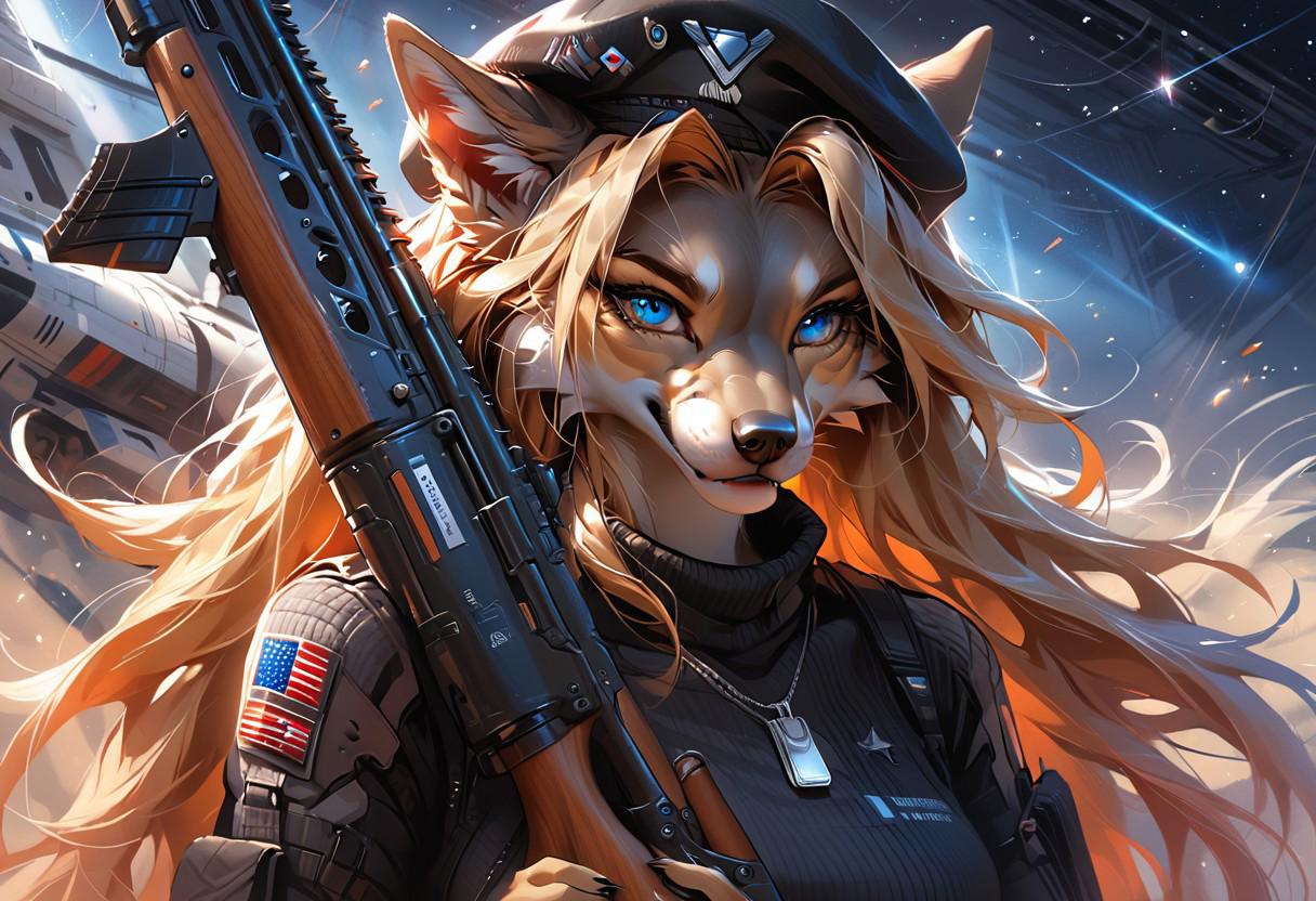 A close up of a woman with a gun and a cat - SeaArt AI