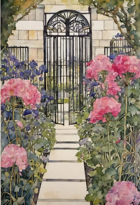 masterpiece, detailed, colorful
watercolor,
art, Charles Rennie Mackintosh
garden