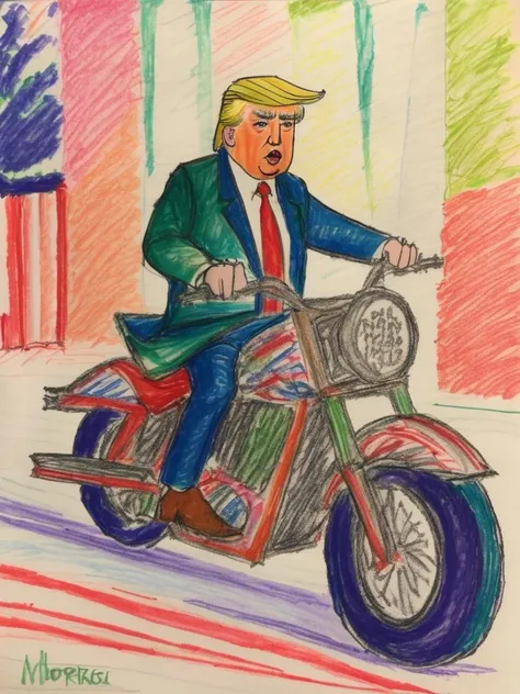 Trump riding a motorcycle
<lora:crayons_v1_sdxl:0.8>