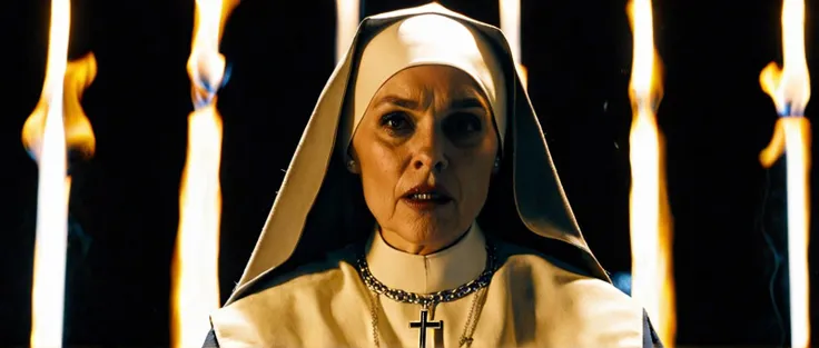 <lora:add-detail-xl:1.5> <lora:MovieStillXLV7:1> movie still, in focus, a (creepy) nun, church, night, dark theme, (horror \(theme\):1.7) , film grain, dramatic lighting, dark shadows