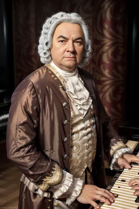 <lora:j07ansb1c4_v1.0:0.8>, a full body portrait of Bach man as a piano player, Detailed face, (perfect eyes), (highly detailed skin:1.1), Modelshoot style, Professional Photography, Dramatic lighting, PHOTOREALISTIC, Realistic, blurred background, RAW, analog, sharp focus, 8k, high resolution, DSLR, high quality, Fujifilm XT3, film grain, award winning
