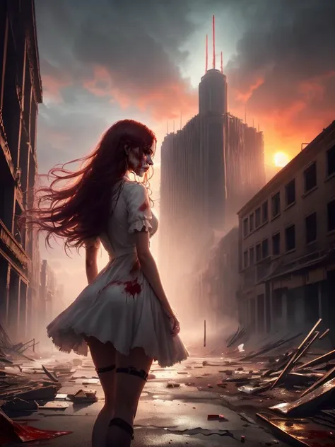 realistic concept art, (establishing shot:1.1), (beautiful and aesthetic:1.1), ultra detailed, masterpiece, best quality, depth of field, angled perspective, wide angle lens, asymmetrical background, (enhanced shadows:1.1), vibrant colors, BREAK
(There's blood in the streets, it's up to my ankles (she came)
Blood in the streets, it's up to my knee (she came)
Blood in the streets, the town of Chicago (she came)
Blood on the rise, it's following me
Think about the break of day
She came and then she drove away
Sunlight in her hair:1.6), BREAK
<lora:silhouette_20231024094159:0.6> <lora:UrbanAerial_1024_test_2:0.6> <lora:Raid_Arbiter:0.7>