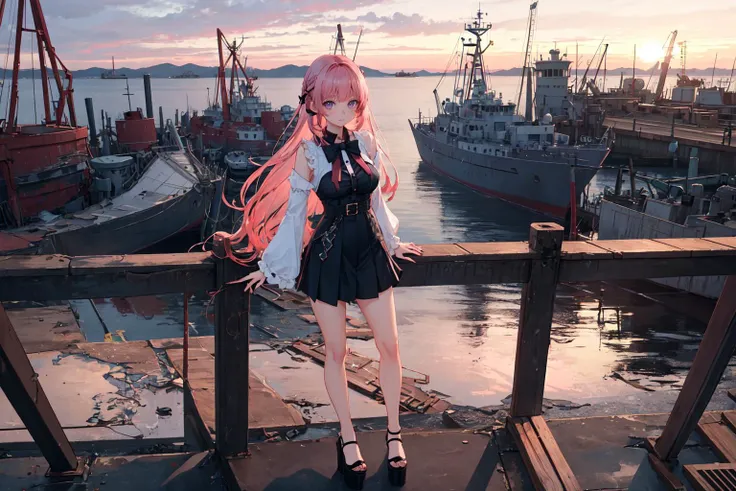 best quality, perfect lighting, masterpiece, young face, cute face, pink hair, looking at viewer,<lora:LoraLandmineGirlFashion_v20:0.8>