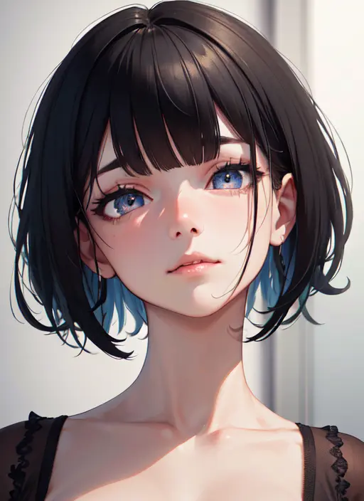 (masterpiece, sidelighting, finely detailed beautiful eyes, detailed eyes, best quality, highres, absurdres, incredibly absurdres:1.2), masterpiece*portrait, realistic, 3d face, lustrous skin, black hair, (short hair:1.1), sidelocks, (swept bangs:1.1), long sideburns,