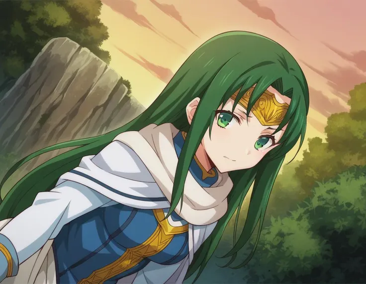 score_9, score_8_up, score_7_up, source_anime,
marisamarilis, <lora:maris-amarilis-ponyxl-lora-nochekaiser:1>
maris amarilis, long hair, green eyes, green hair, circlet,
gloves, fingerless gloves, dress, white dress, capelet, cape, scarf, white scarf, long sleeves,
outdoors, forest, bent over,
looking at viewer, dutch angle, cowboy shot