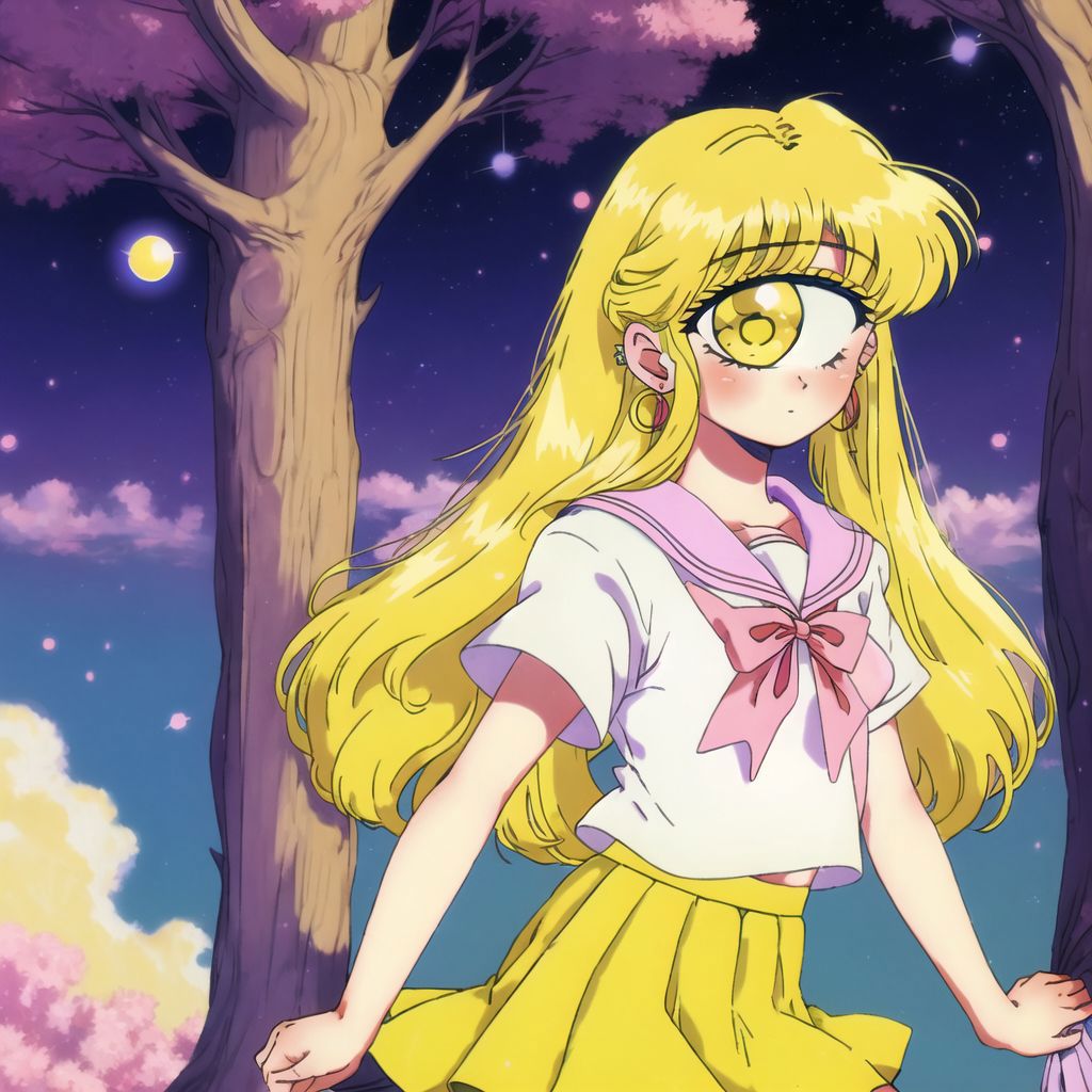 Sailor Girl In A Yellow Skirt And White Shirt Standing In Front Of A Tree SeaArt AI