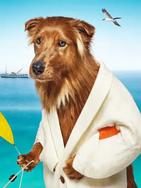 creative bio poster,animal crew, sea, sailboat <lora:åæ:0.8>