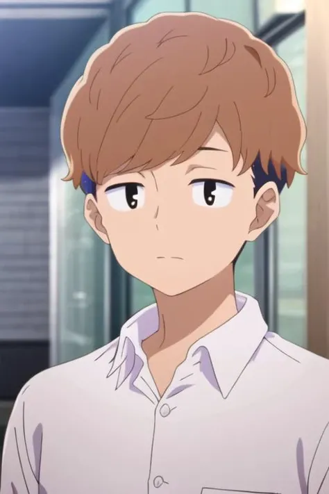 masterpiece, best quality, high quality, 1boy, solo, male focus, looking at viewer, upper body, <lora:haruya_nanjou:0.84>, haruya_nanjou, brown hair, multicolored hair, two-tone hair, , pajamas