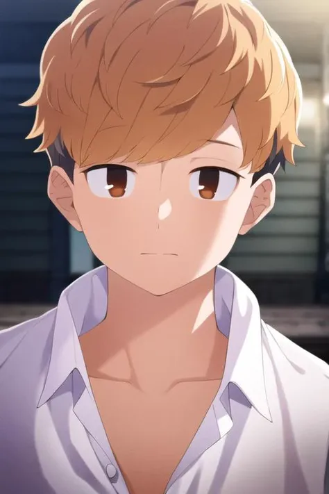 masterpiece, best quality, high quality, 1boy, solo, male focus, looking at viewer, upper body, <lora:haruya_nanjou:0.80>, haruya_nanjou, brown hair, two-tone hair, black hair, realistic,