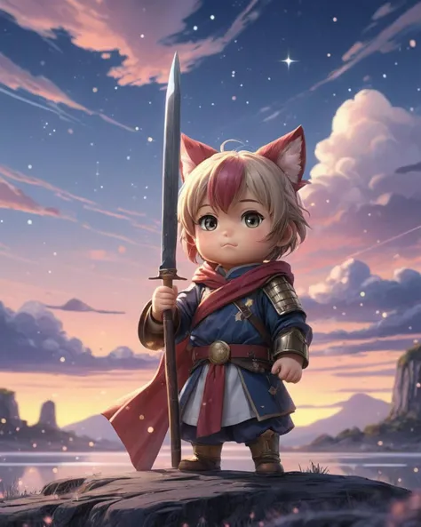 Cinematic still, Old [French Bulldog:Hickory:4], Spartan background, Stars in the sky, Kawaii anime, F/5, <lora:å¡éé£æ¯æä¿¡ç:1> (\ka tong feng jing ming xin pian\)