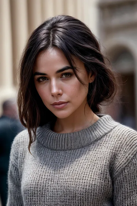 perfect cinematic shoot of a beautiful woman (EP4dr14n4Ug4rt3:.99), a woman standing next to a (simple vatican city), perfect high ponytail, wearing sexy (Walnut Brown  sweater :1.2), (people in background:1.1), (detailed background:1.1), (face focus), modelshoot style, (extremely detailed CG unity 8k wallpaper), professional majestic (photography by Mary Ellen Mark:1.1), 24mm, exposure blend, hdr, extremely intricate, High (Detail:1.1), dramatic, soft cinematic light, (looking at viewer), (detailed atmosphere), 8k, highly detailed, rich environment, 4k textures, soft cinematic light, elegant, ((((cinematic look)))), soothing tones, insane details, hyperdetailed,  ("Dreams into reality with SDKoh!":1.1), (epiCPhoto)