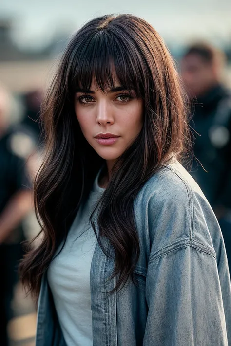 perfect cinematic shoot of a beautiful woman (EP4dr14n4Ug4rt3:.99), a woman standing at a (plain celestial companion), perfect bangs, wearing sexy (Marines Blue timeless outer layer:1.2), (people in background:1.1), (detailed background:1.1), (face focus), modelshoot style, (extremely detailed CG unity 8k wallpaper), professional majestic (photography by Torrance York:1.1), 24mm, exposure blend, hdr, extremely intricate, High (Detail:1.1), dramatic, soft cinematic light, (looking at viewer), (detailed atmosphere), 8k, highly detailed, rich environment, 4k textures, soft cinematic light, elegant, ((((cinematic look)))), soothing tones, insane details, hyperdetailed, ("Dreams into reality with SDKoh!":1.1), (epiCPhoto)