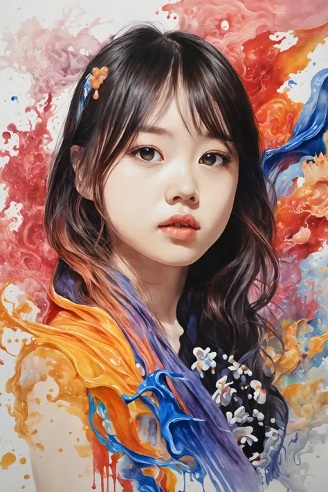 Colorful, multiple colors, intricate detail, splash screen, photorealistic, intricately detailed fluid gouache painting, calligraphy, acrylic, watercolor art,
Masterpiece, best quality, 1girl, <lora:kwFemale_Beta40-SDXL_v1:1>, asian,waifu