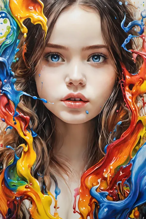 Colorful, multiple colors, intricate detail, splash screen, photorealistic, intricately detailed fluid gouache painting, calligraphy, acrylic, watercolor art,
Masterpiece, best quality, 1girl, <lora:kwFemale_Beta40-SDXL_v1:1>, cleavage