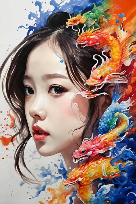 Colorful, multiple colors, intricate detail, splash screen, photorealistic, intricately detailed fluid gouache painting, calligraphy, acrylic, watercolor art,
Masterpiece, best quality, 1girl, <lora:kwFemale_Beta40-SDXL_v1:1>, chinese