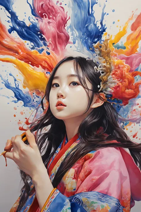 Colorful, multiple colors, intricate detail, splash screen, photorealistic, intricately detailed fluid gouache painting, calligraphy, acrylic, watercolor art,
Masterpiece, best quality, 1girl, <lora:kwFemale_Beta40-SDXL_v1:1>, chinese,waifu