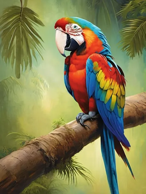 macaw full color painting