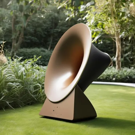 Luxury minimal modern horn speaker in the garden