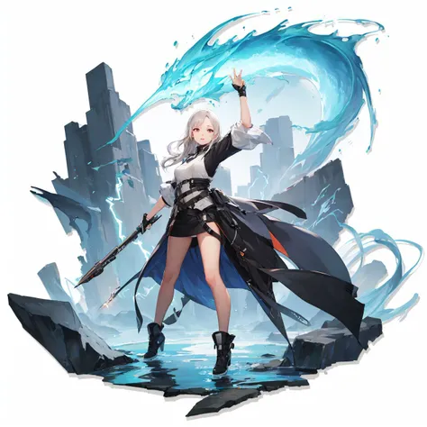 (masterpiece, best quality:1.2), <lyco:style_arknightse2art-10:1.0>, [(white background:1.5)::5], lightning, full body, solo, 1girl, arm up