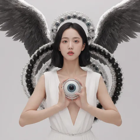xxmixgirl, seraphins, mystical creature with hundreds of eyes and wings, with the shape of a giant ring, circular hoops around body, massive size, angelical lights <lora:Seraphins1.0-000038:0.8>