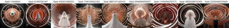 leogirl, seraphins, mystical creature with hundreds of eyes and wings, with the shape of a giant ring, circular hoops around body, massive size, angelical lights <lora:Seraphins1.0-000038:0.8>