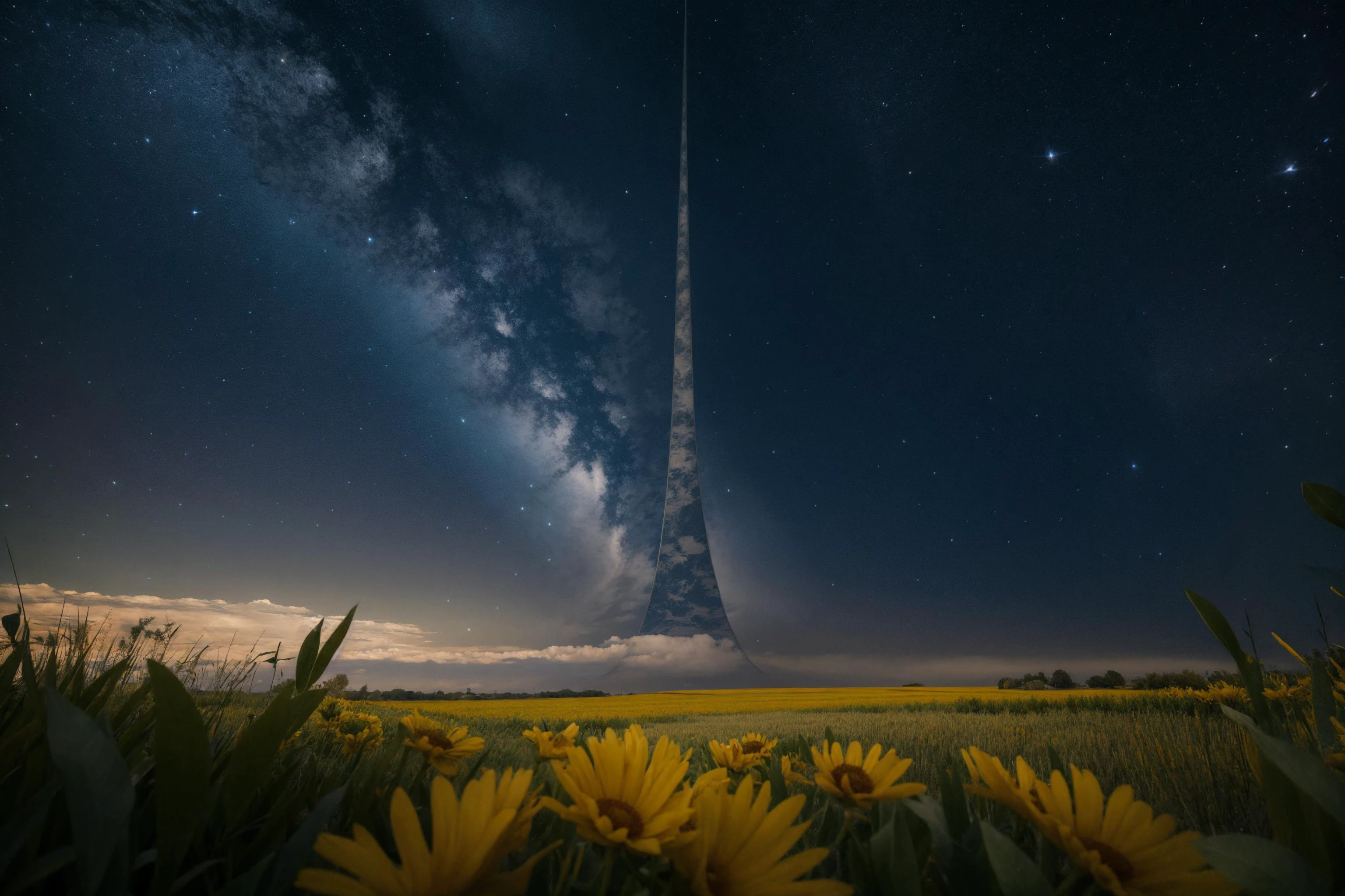 horizon, solo, night, starry sky , space <lora:haloring-halo-richy-v1:1> bghaloring, Sony a9 II Mirrorless Camera, photo, realistic, depth of field, flowers, ,(masterpiece),(detailed),(intricate details),(realistic, photo-realistic:1.37),illustration,an extremely delicate and beautiful,8k wallpaper,absurdres,incredibly absurdres,ultra-detailed,highres,extremely detailed,