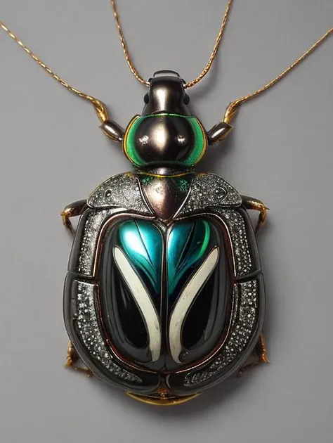 object, (Intricate magic pendant of Fordite Ruthenium), scarab beetle, shooting laser beams from gemstones, (masterpiece), realistic colorful photography, solo focus, professional photograph, <lora:Beetle:1>